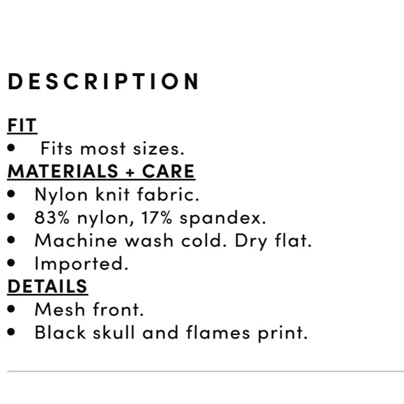 Torrid Sports Bra Black Mesh Front Skulls Flames Size 0 Large 12 Activewear NWT - Picture 5 of 13